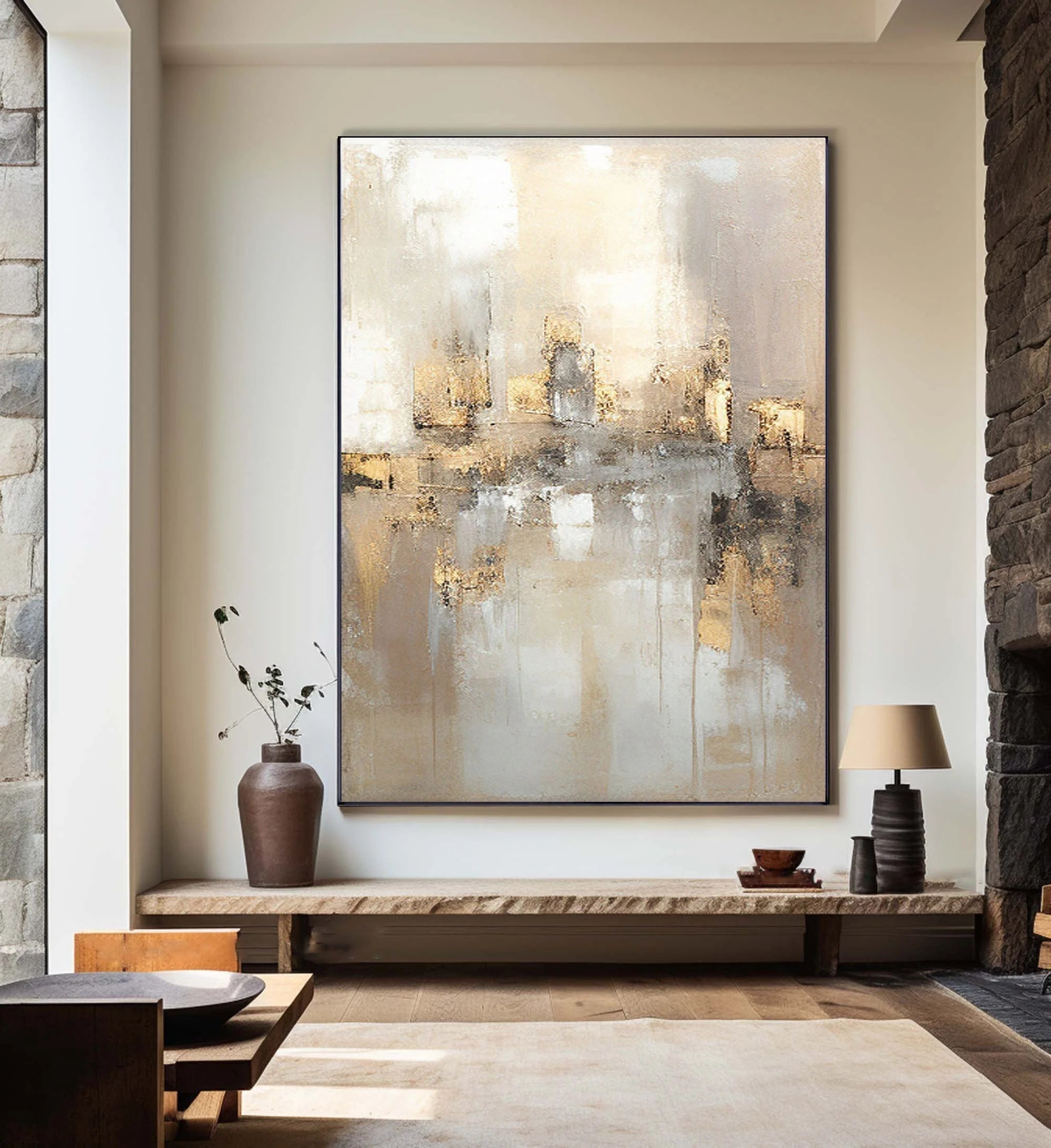 Multicolor Reflections By The Lake Abstract Serene Landscape Canvas - Artwallpainting