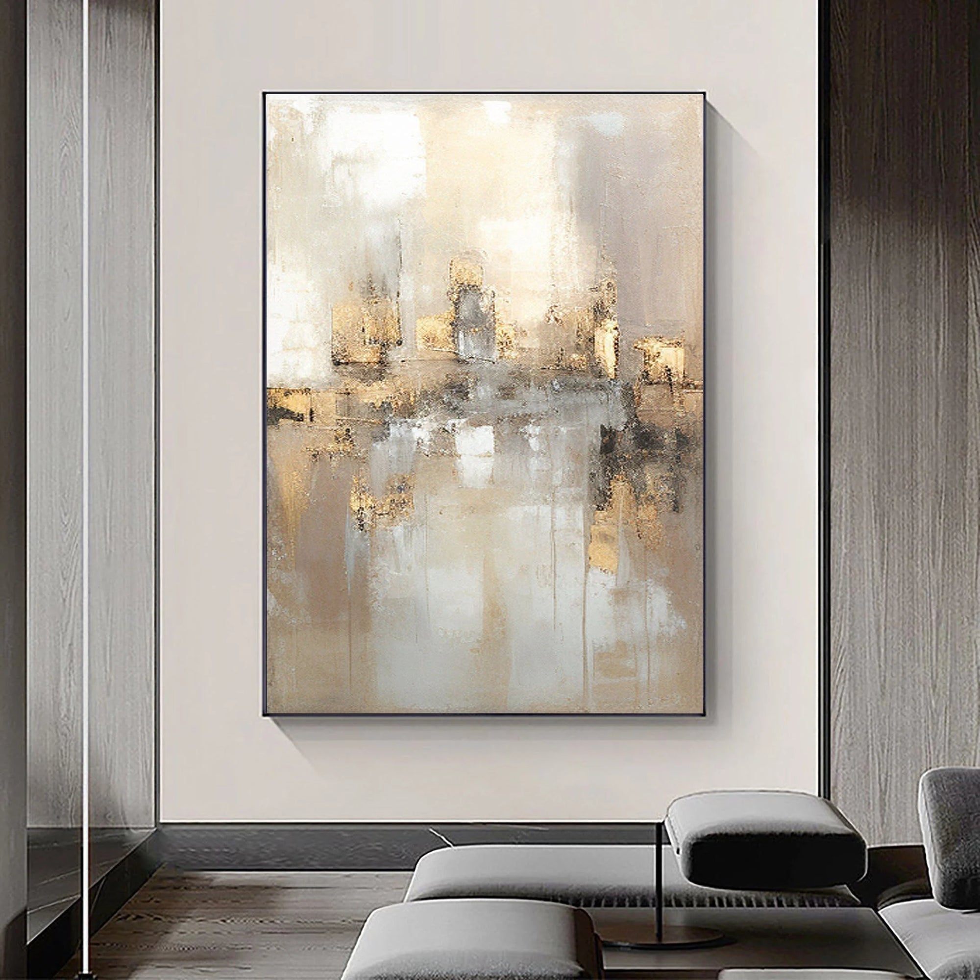 Multicolor Reflections By The Lake Abstract Serene Landscape Canvas - Artwallpainting