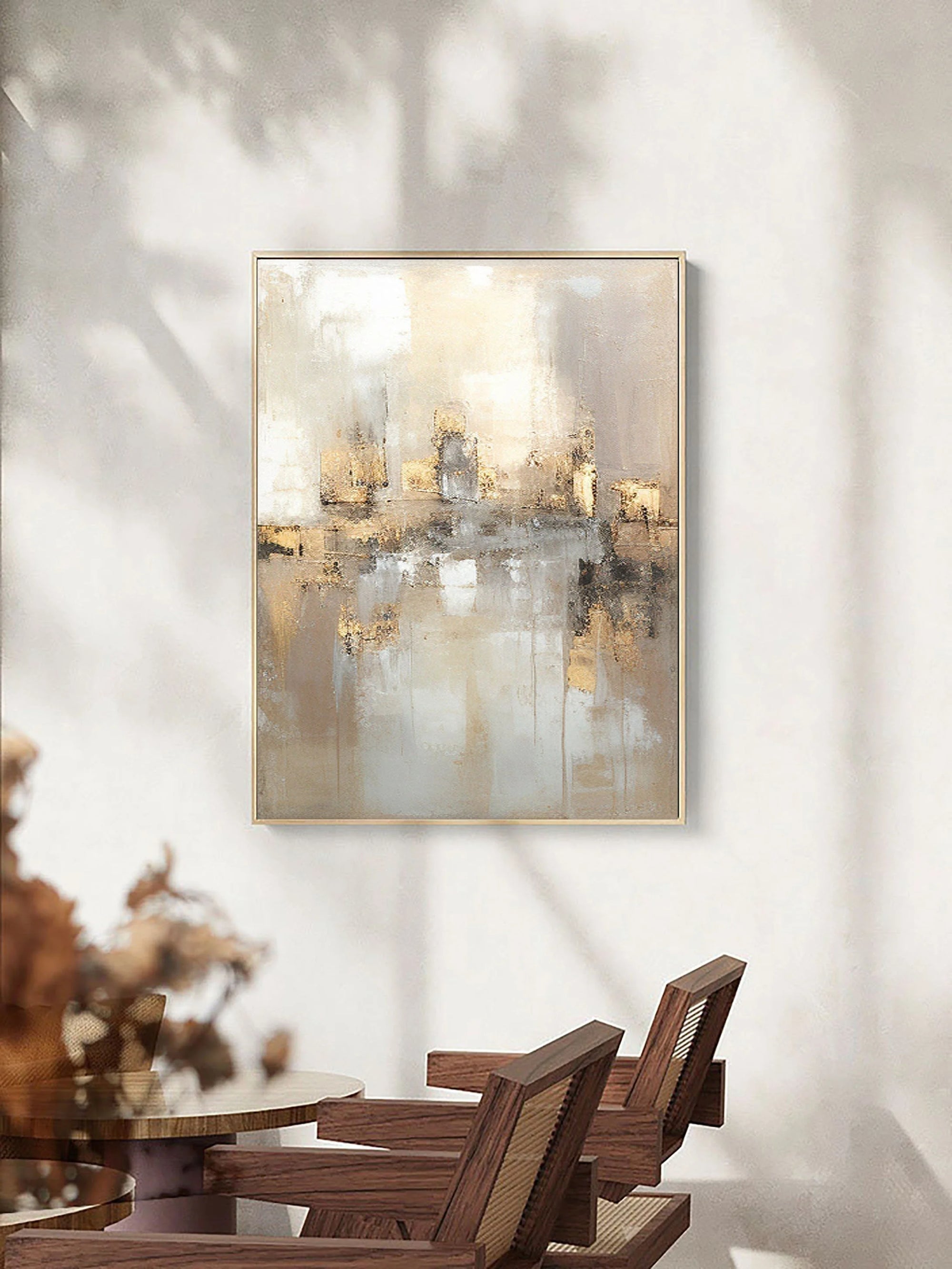 Multicolor Reflections By The Lake Abstract Serene Landscape Canvas - Artwallpainting
