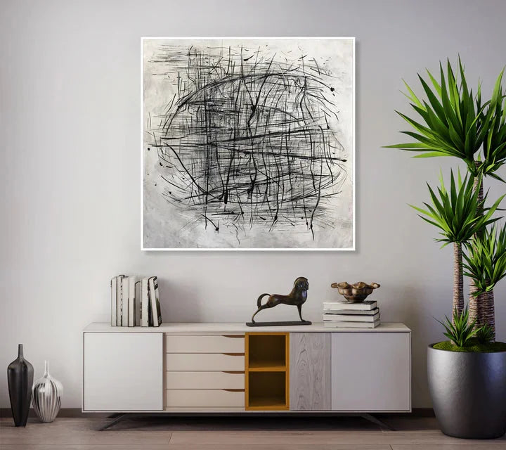 Multicolor Rhapsody Of Lines-Minimalist Abstract Woven Texture Wall Art - Artwallpainting