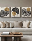 Multicolor Rhythm - Geometric Textured Abstract Triptych Oil Painting - Artwallpainting