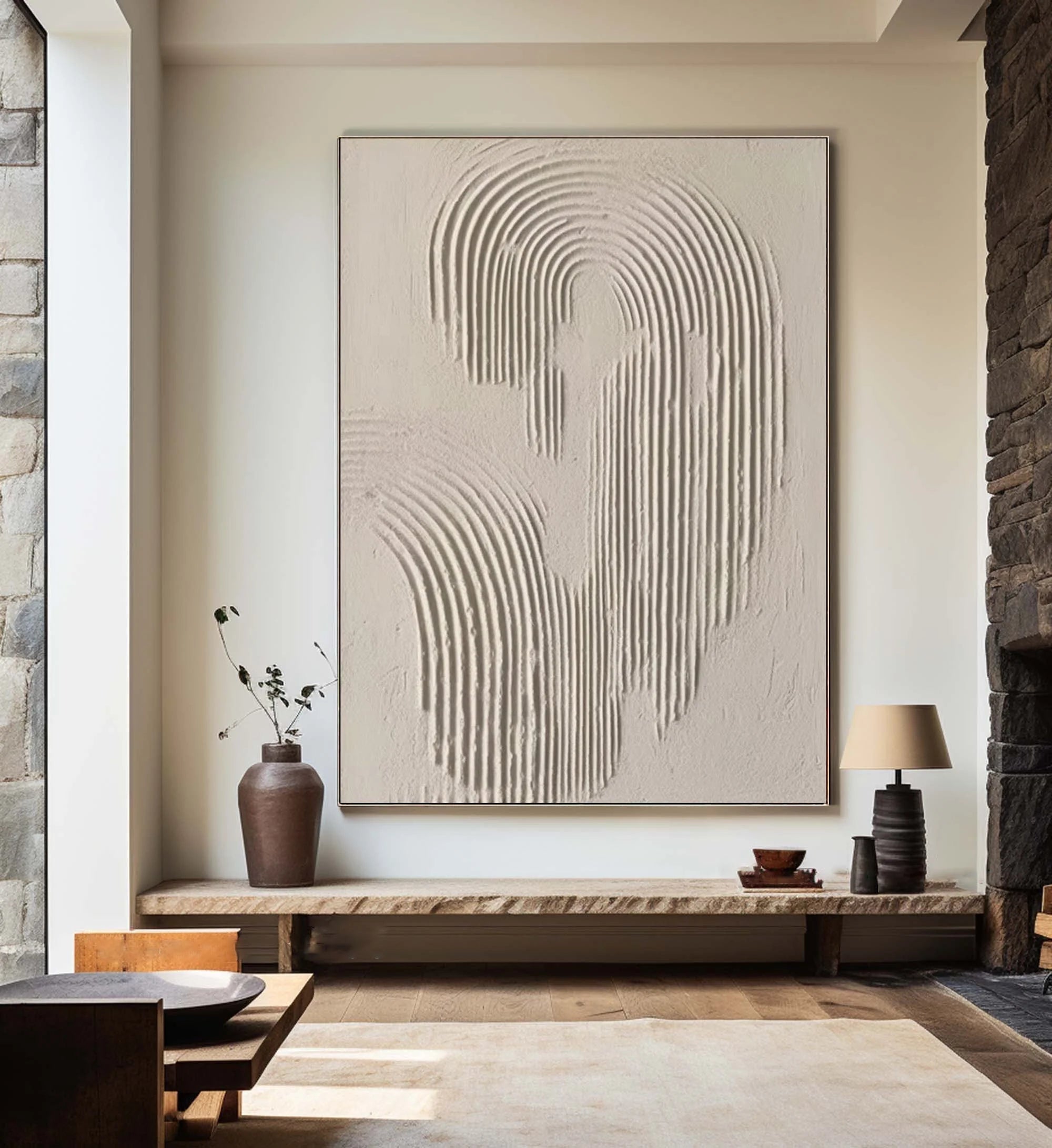 Multicolor Rippled Elegance Minimalist Textured Wall Art - Artwallpainting