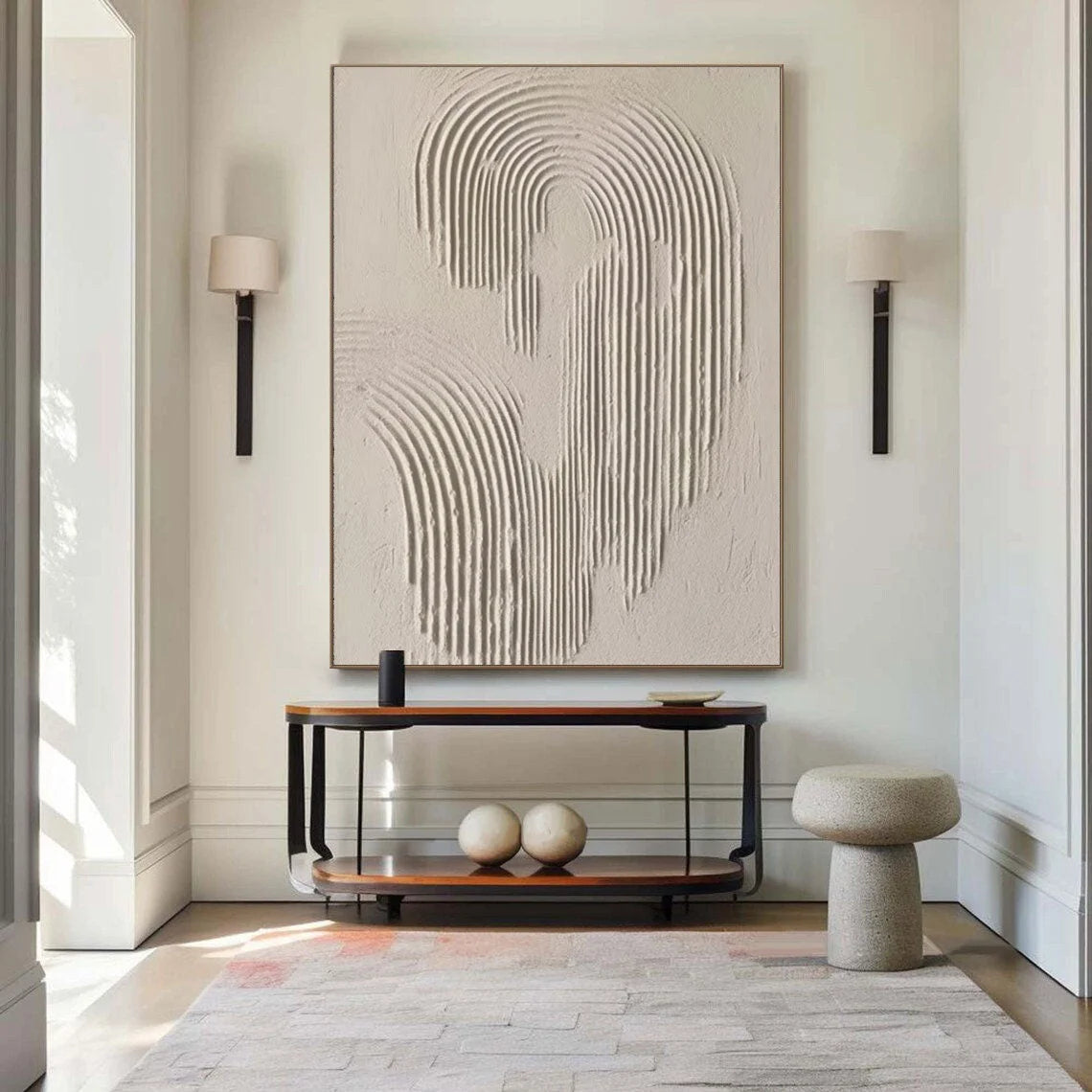 Multicolor Rippled Elegance Minimalist Textured Wall Art - Artwallpainting