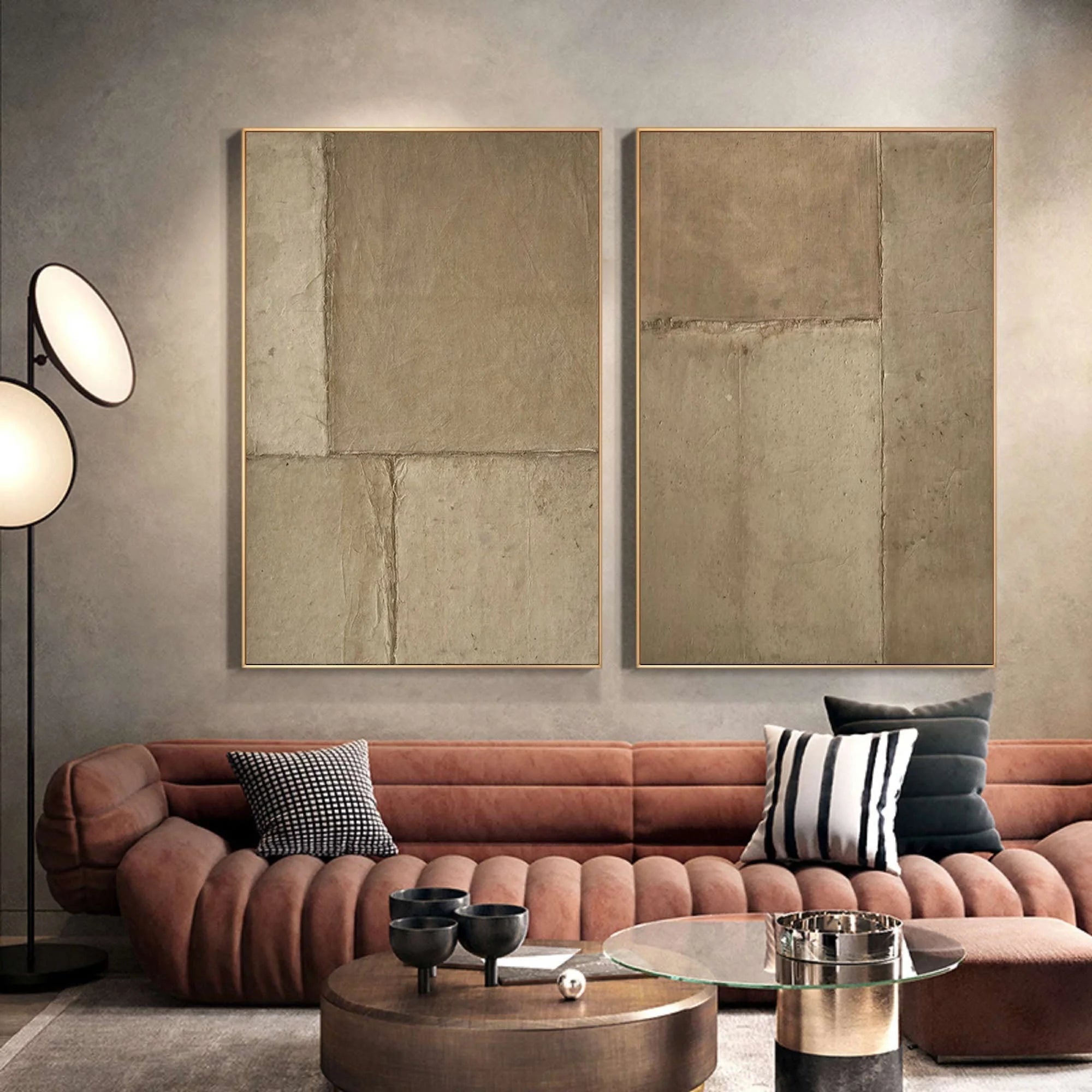 Multicolor Rustic Harmony Textured Neutral Canvas Set Of 2 - Artwallpainting