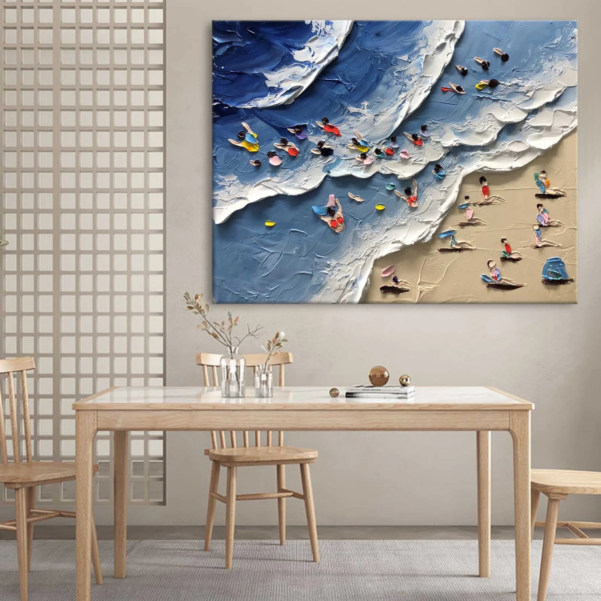 Multicolor Seaside Delight Textured Beach Scene Art - Artwallpainting