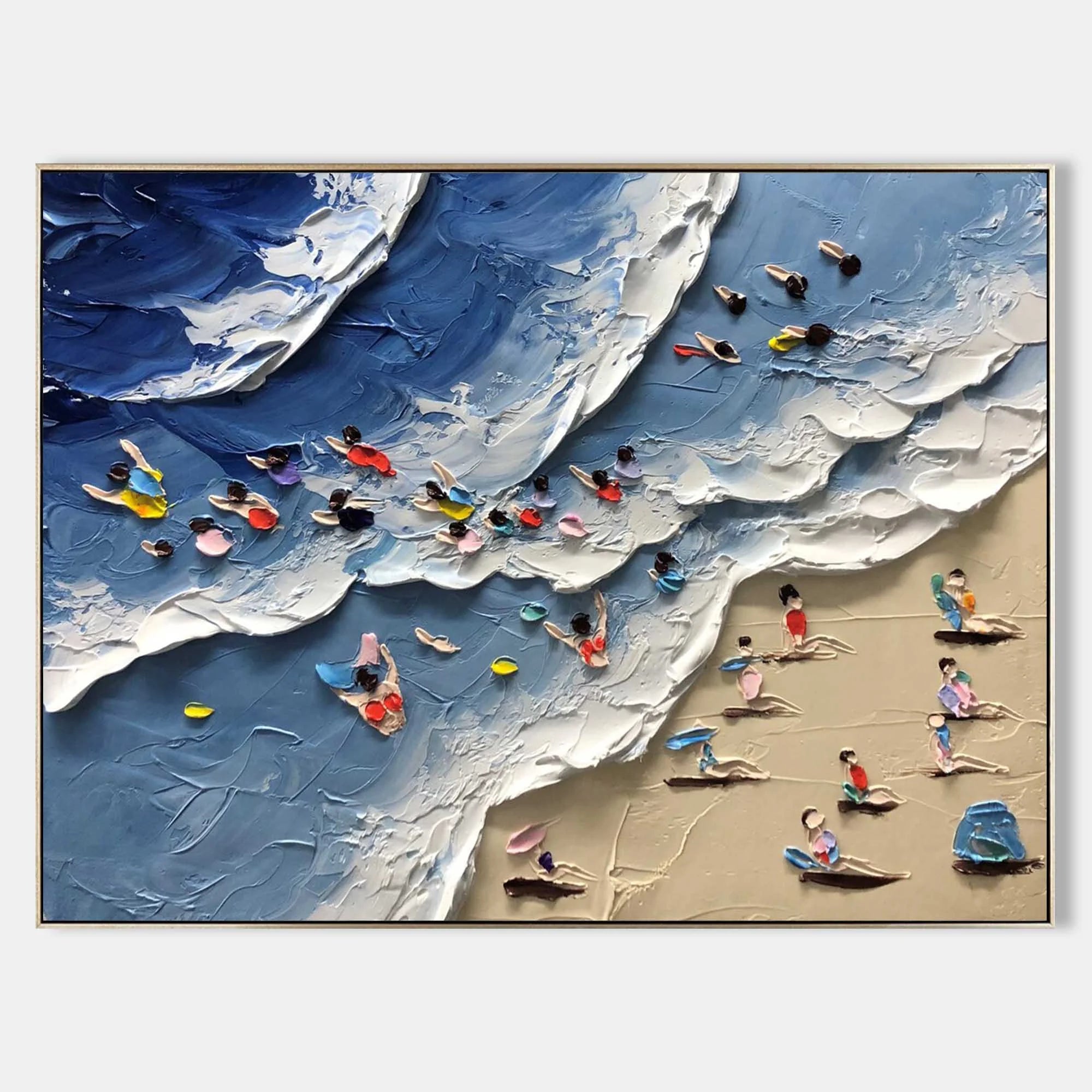 Multicolor Seaside Delight Textured Beach Scene Art - Artwallpainting