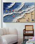 Multicolor Seaside Delight Textured Beach Scene Art - Artwallpainting