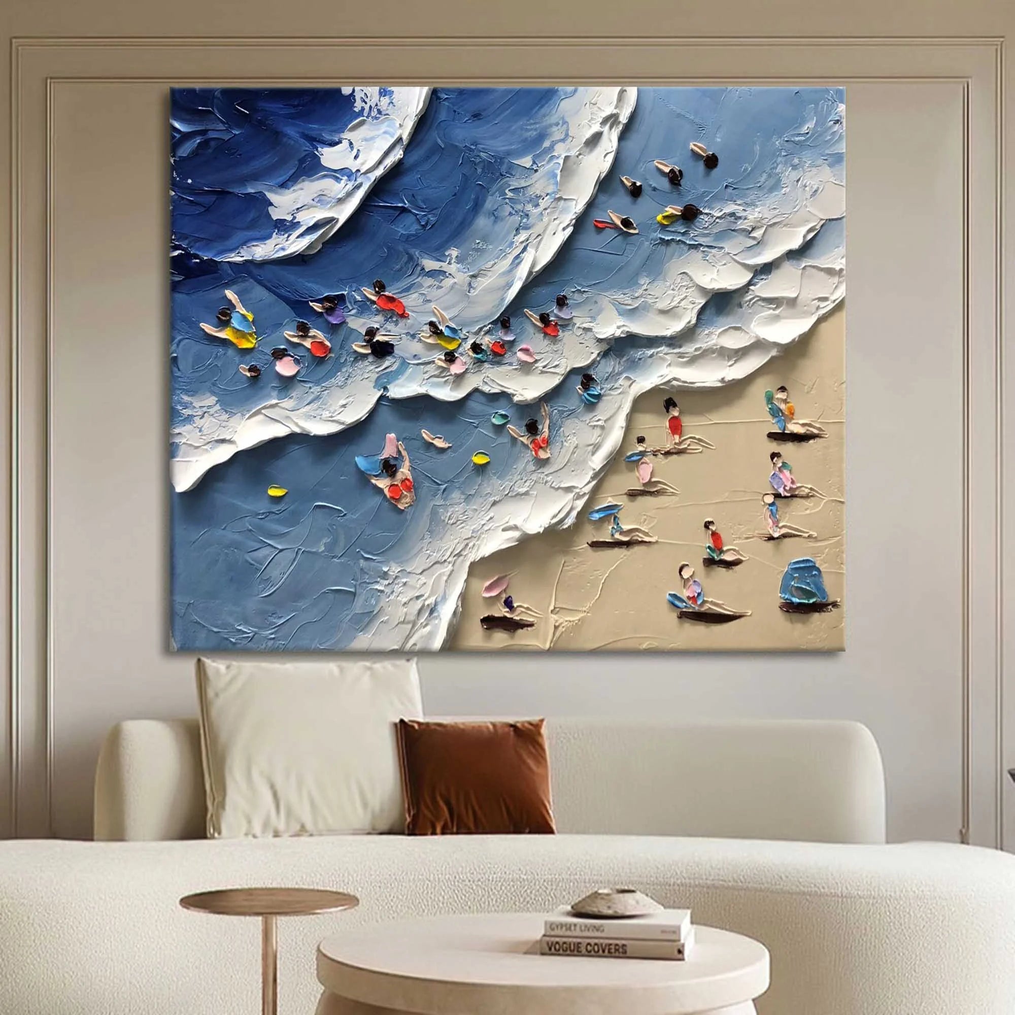 Multicolor Seaside Delight Textured Beach Scene Art - Artwallpainting