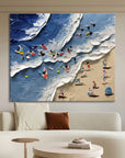 Multicolor Seaside Delight Textured Beach Scene Art - Artwallpainting