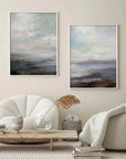 Multicolor Serene Abstract Landscape Canvas Art - Ocean And Sky Painting Set Of 2 - Artwallpainting