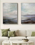 Multicolor Serene Abstract Landscape Canvas Art - Ocean And Sky Painting Set Of 2 - Artwallpainting