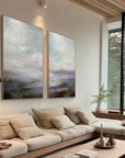 Multicolor Serene Abstract Landscape Canvas Art - Ocean And Sky Painting Set Of 2 - Artwallpainting