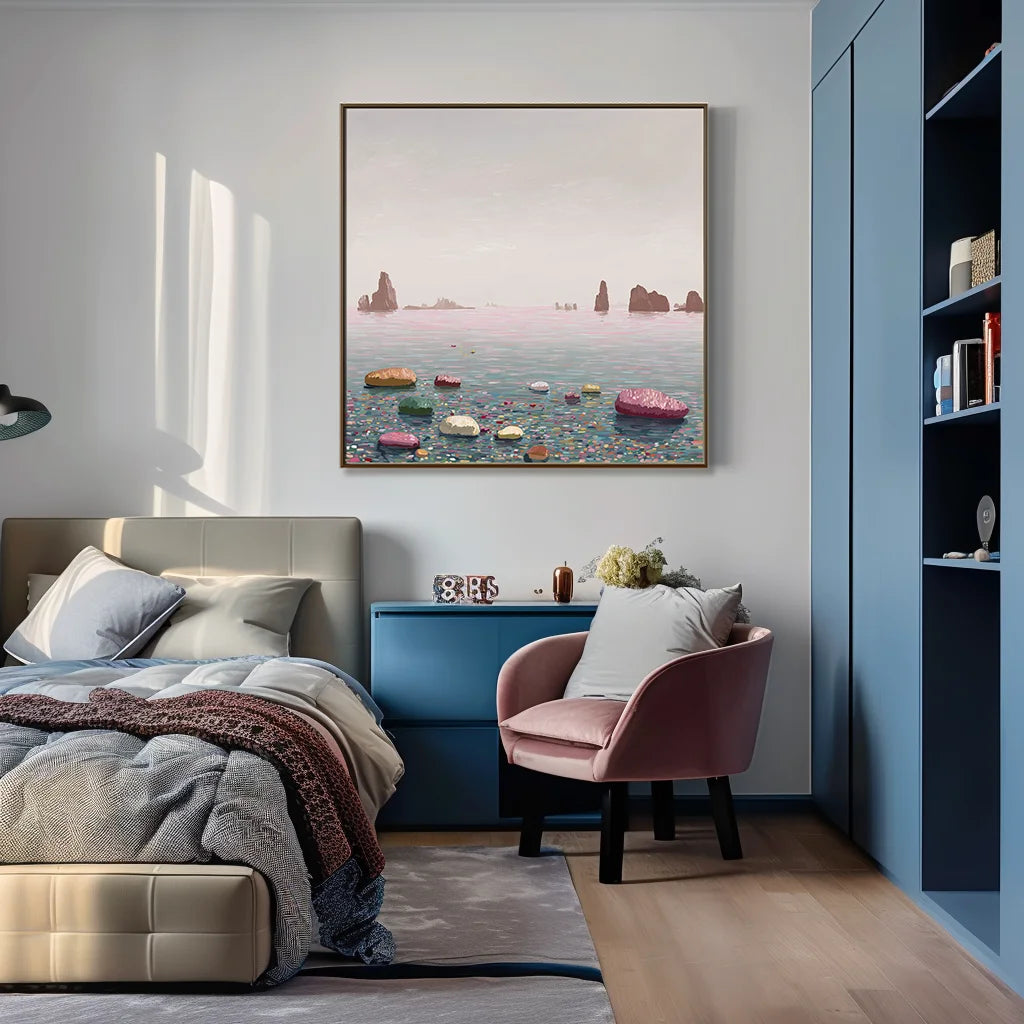 Multicolor Serene Horizon Abstract Seascape Canvas Wall Art - Artwallpainting
