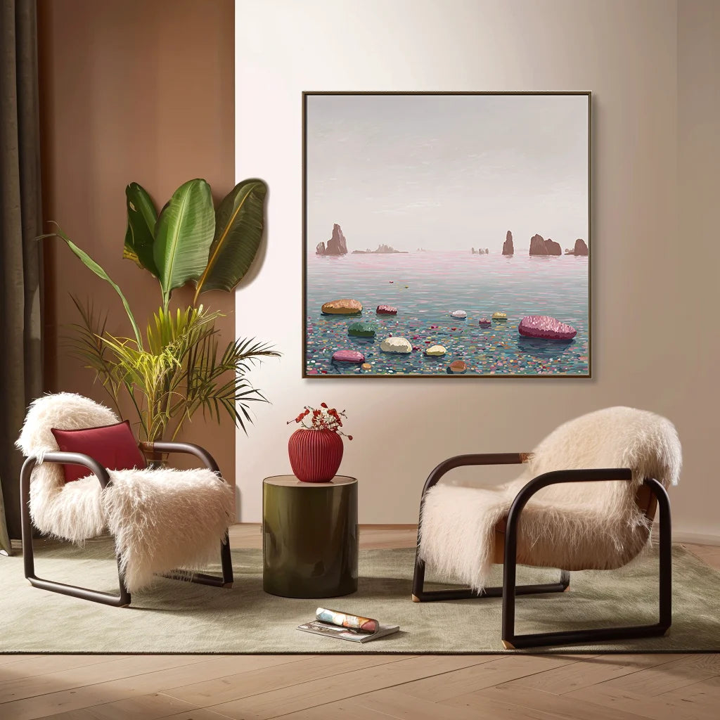Multicolor Serene Horizon Abstract Seascape Canvas Wall Art - Artwallpainting