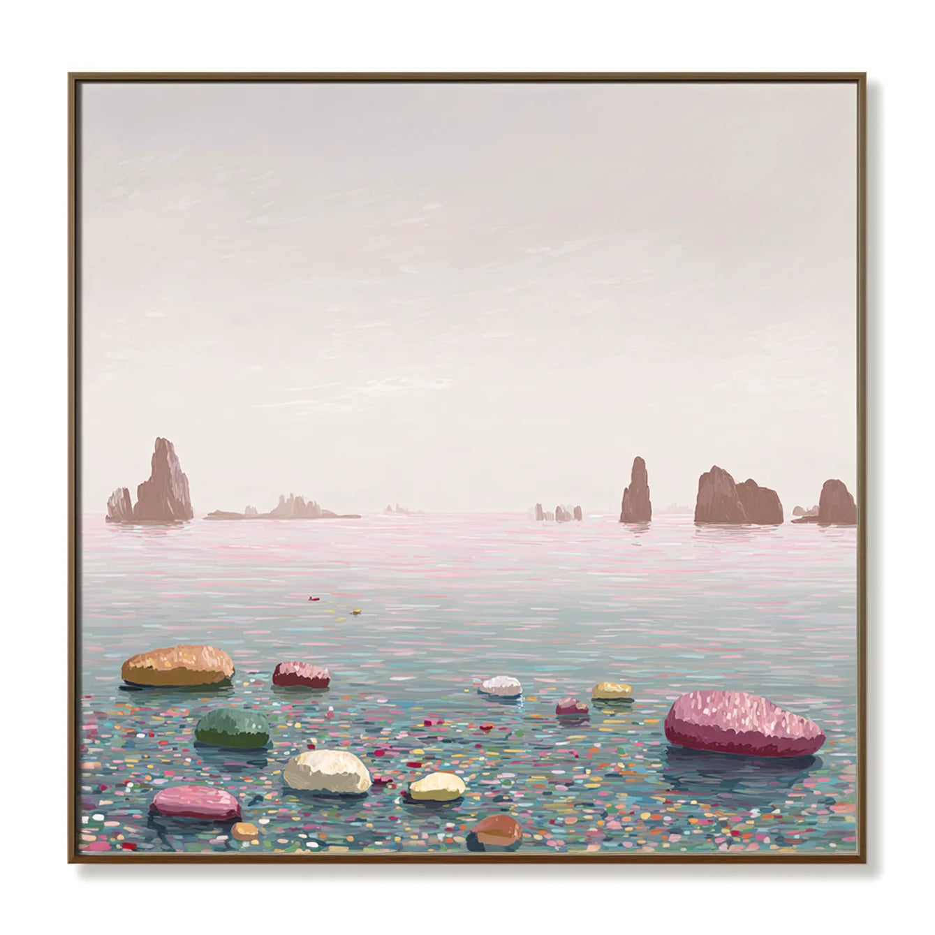 Multicolor Serene Horizon Abstract Seascape Canvas Wall Art - Artwallpainting