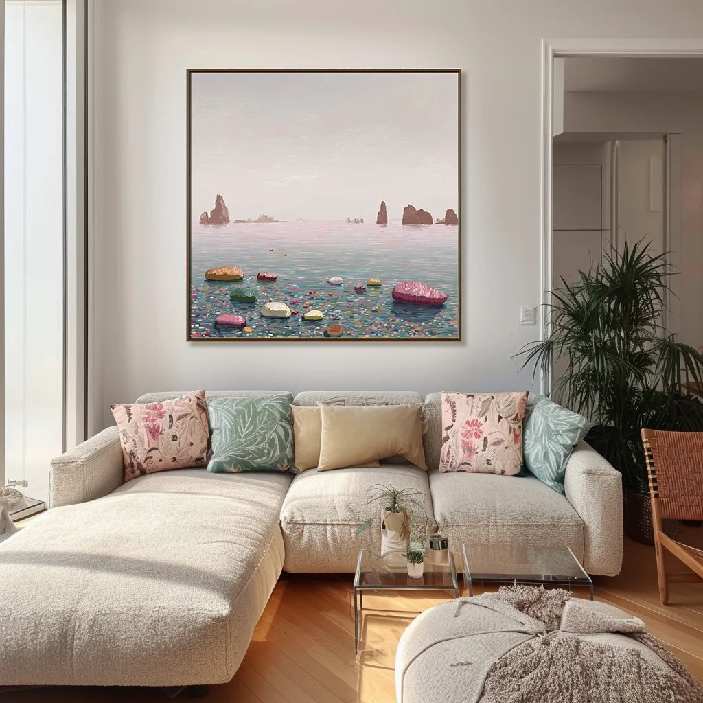 Multicolor Serene Horizon Abstract Seascape Canvas Wall Art - Artwallpainting