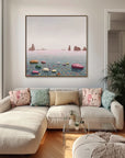 Multicolor Serene Horizon Abstract Seascape Canvas Wall Art - Artwallpainting