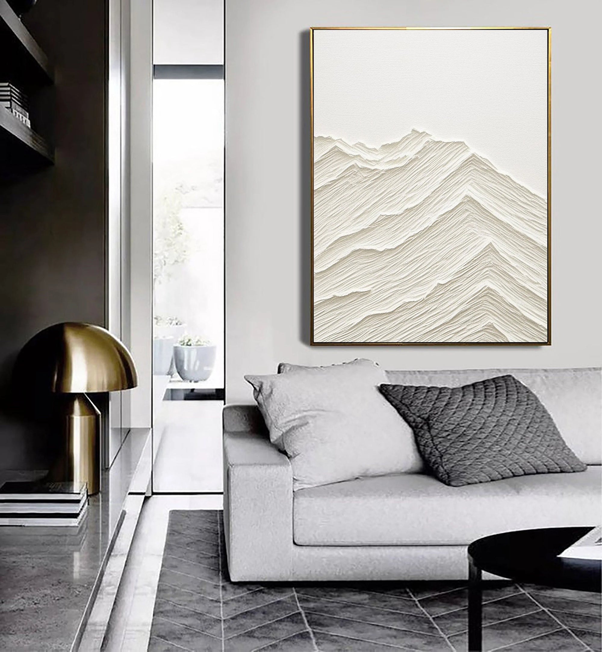 Multicolor Serene Horizons Minimalist Textured Mountain Artwork - Artwallpainting
