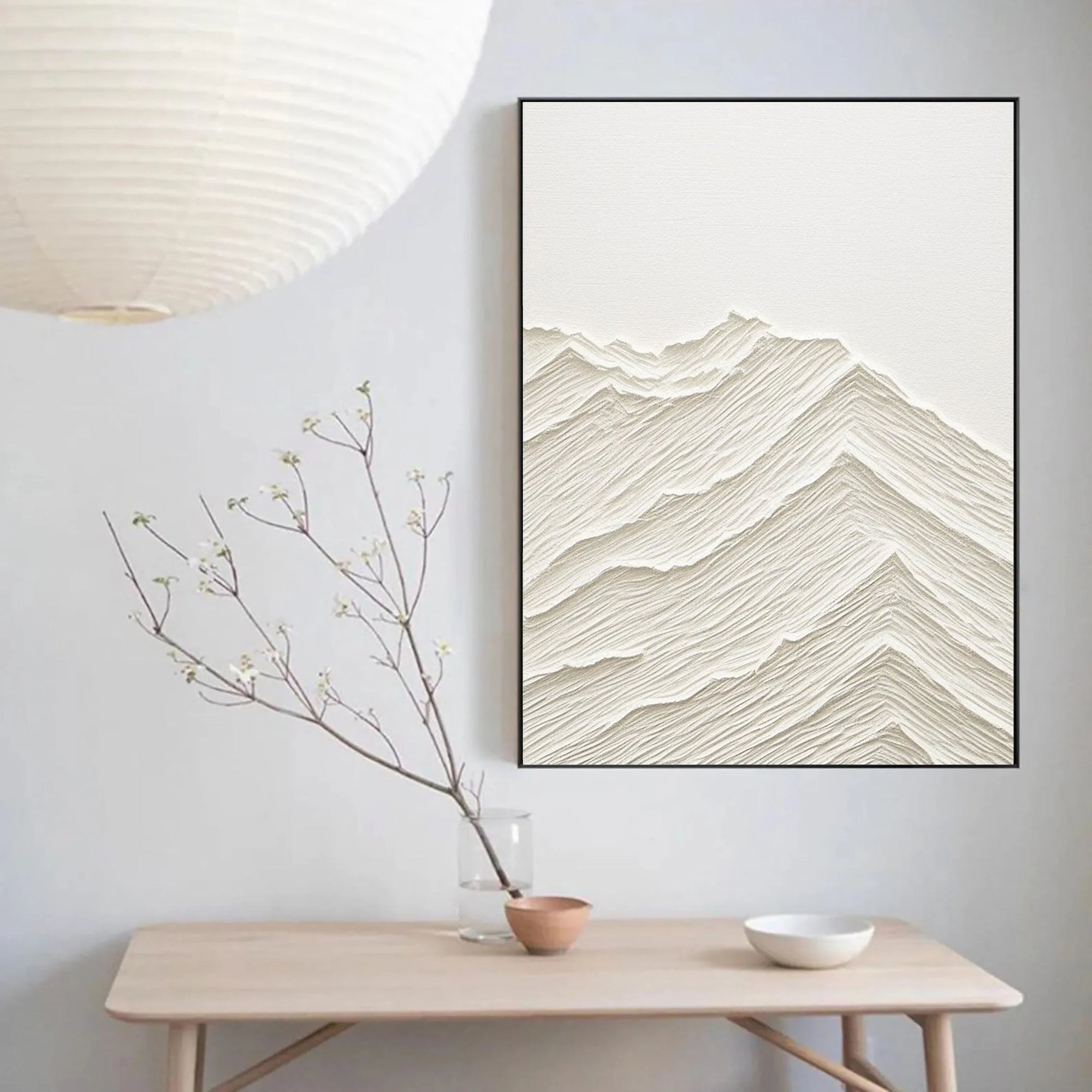 Multicolor Serene Horizons Minimalist Textured Mountain Artwork - Artwallpainting