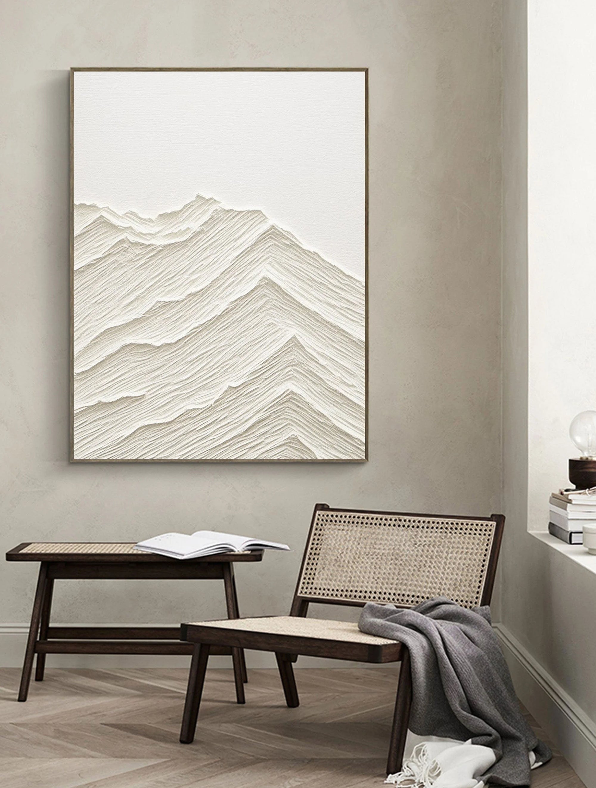 Multicolor Serene Horizons Minimalist Textured Mountain Artwork - Artwallpainting