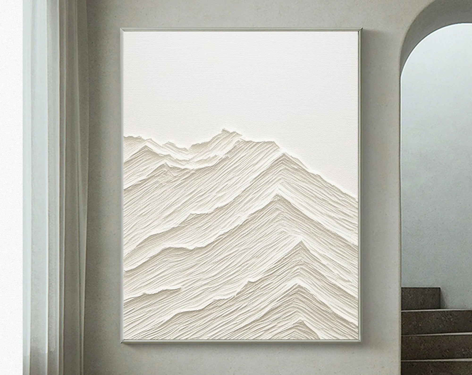Multicolor Serene Horizons Minimalist Textured Mountain Artwork - Artwallpainting