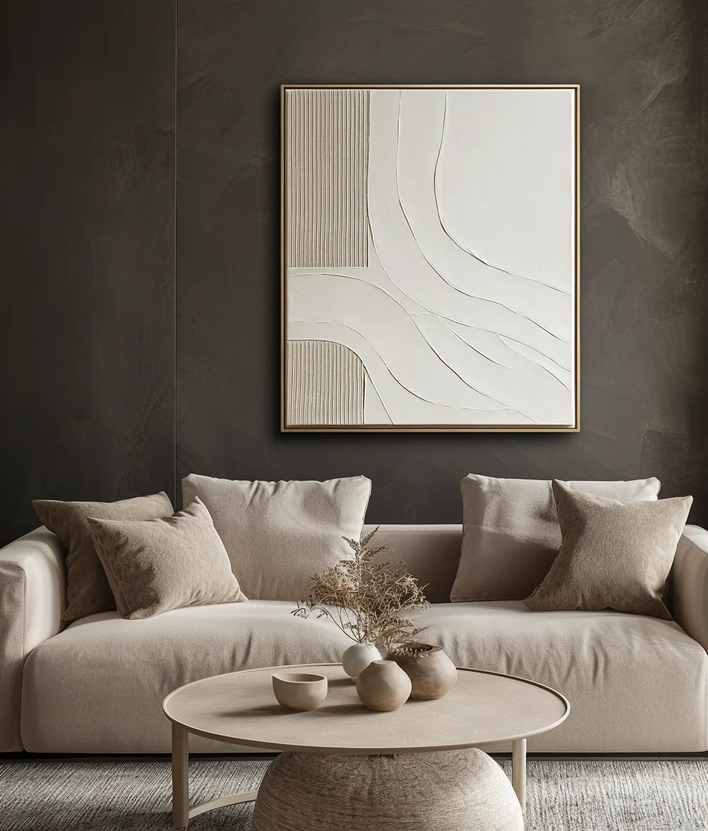 Multicolor Serene Pathways-Hand Drawn Soft Waves And Geometric Abstract Wall Art - Artwallpainting