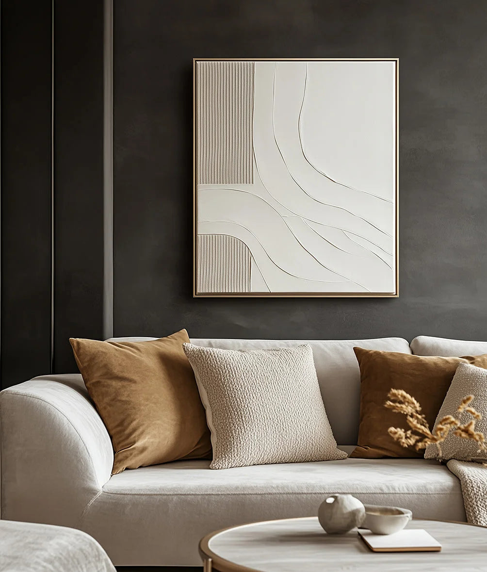 Multicolor Serene Pathways-Hand Drawn Soft Waves And Geometric Abstract Wall Art - Artwallpainting