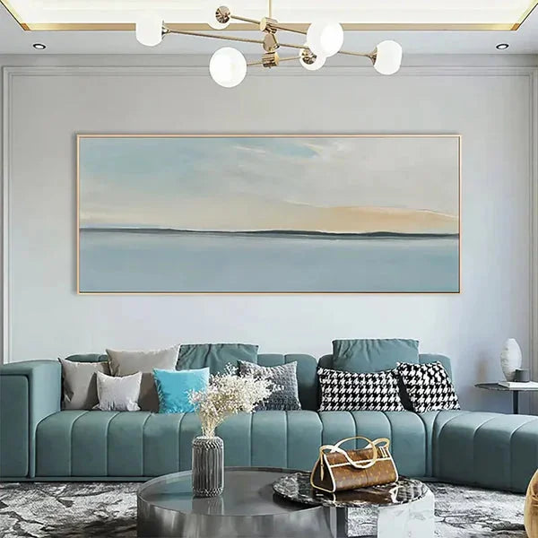 Multicolor Serene Sky And Ocean Horizon Canvas Art - Artwallpainting