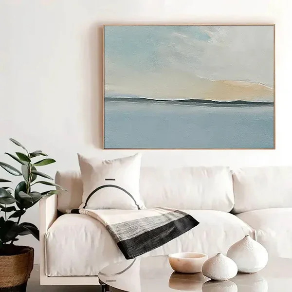 Multicolor Serene Sky And Ocean Horizon Canvas Art - Artwallpainting