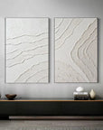 Multicolor Set Of 2 Minimalist Textured Wall Art Neutral 3D Abstract Canvas Decor - Artwallpainting