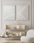 Multicolor Set Of 2 Minimalist Textured Wall Art Neutral 3D Abstract Canvas Decor - Artwallpainting