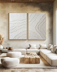 Multicolor Set Of 2 Minimalist Textured Wall Art Neutral 3D Abstract Canvas Decor - Artwallpainting