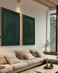 Multicolor Set Of Two Green Textured Canvas Artworks - Modern Minimalist - Artwallpainting