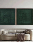 Multicolor Set Of Two Green Textured Canvas Artworks - Modern Minimalist - Artwallpainting