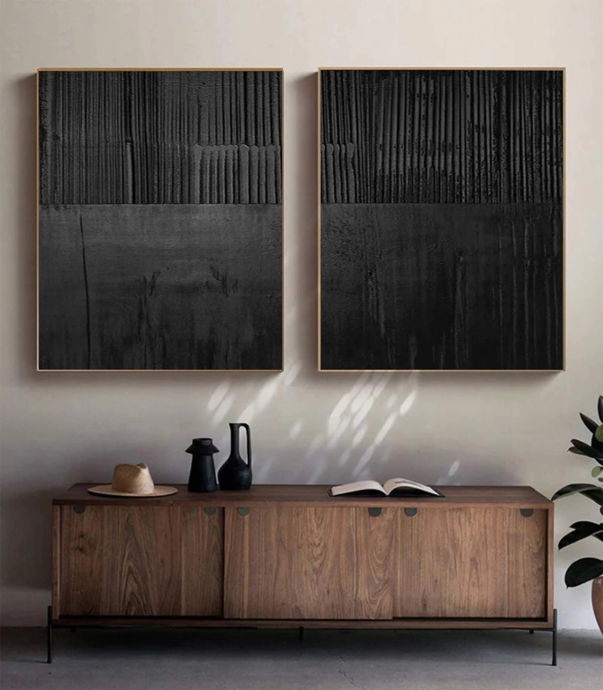 Multicolor Set Of Two Textured Abstract Wall Art - Minimalist Design - Artwallpainting