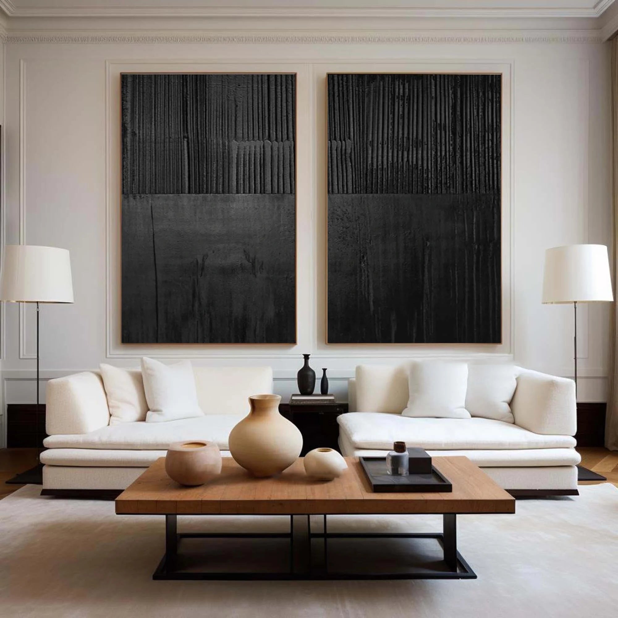 Multicolor Set Of Two Textured Abstract Wall Art - Minimalist Design - Artwallpainting