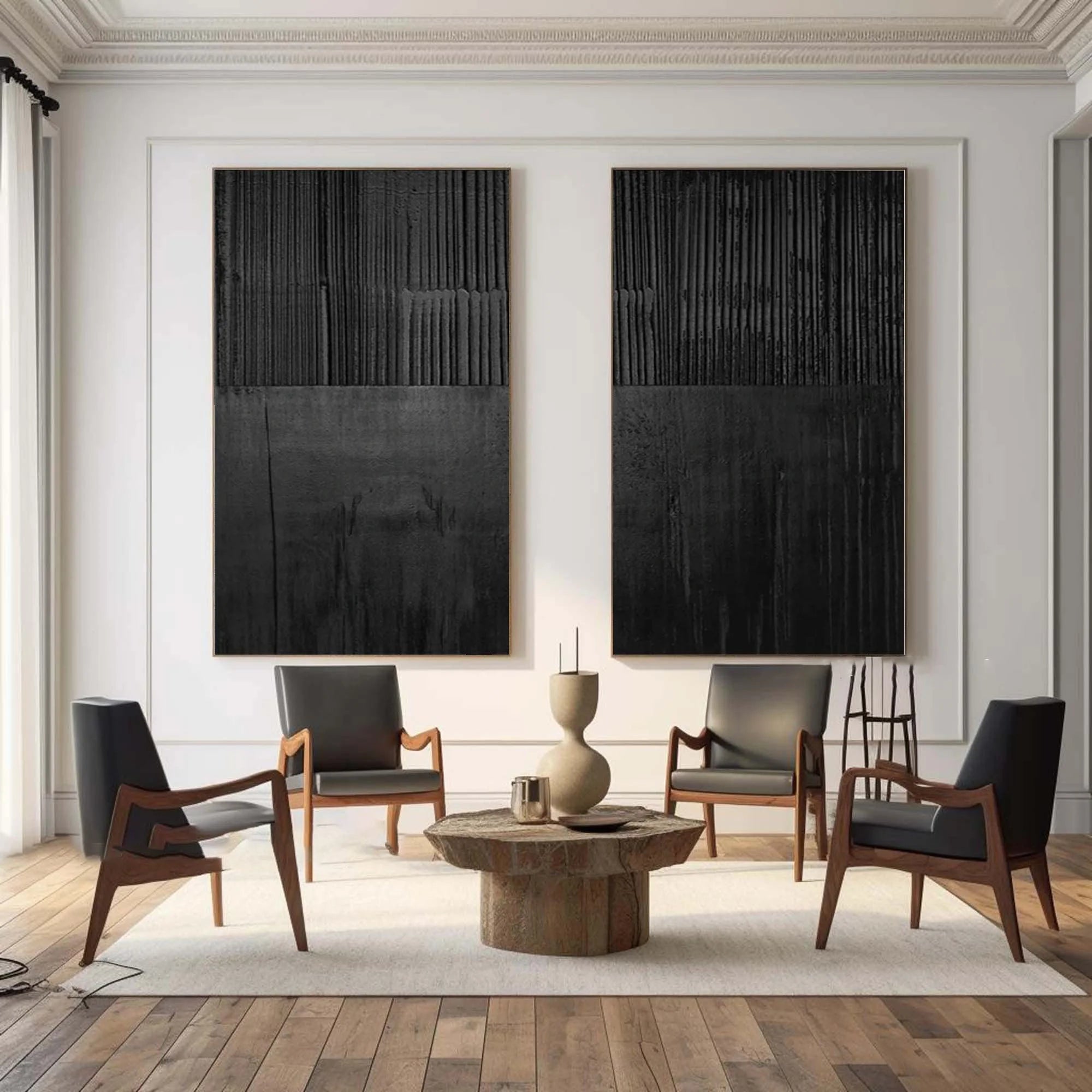 Multicolor Set Of Two Textured Abstract Wall Art - Minimalist Design - Artwallpainting