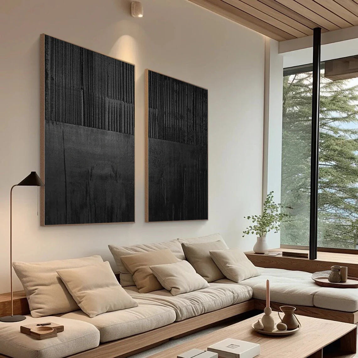 Multicolor Set Of Two Textured Abstract Wall Art - Minimalist Design - Artwallpainting