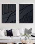 Multicolor Shadow Waves Abstract Painting Set Of 2 - Artwallpainting