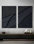 Multicolor Shadow Waves Abstract Painting Set Of 2 - Artwallpainting