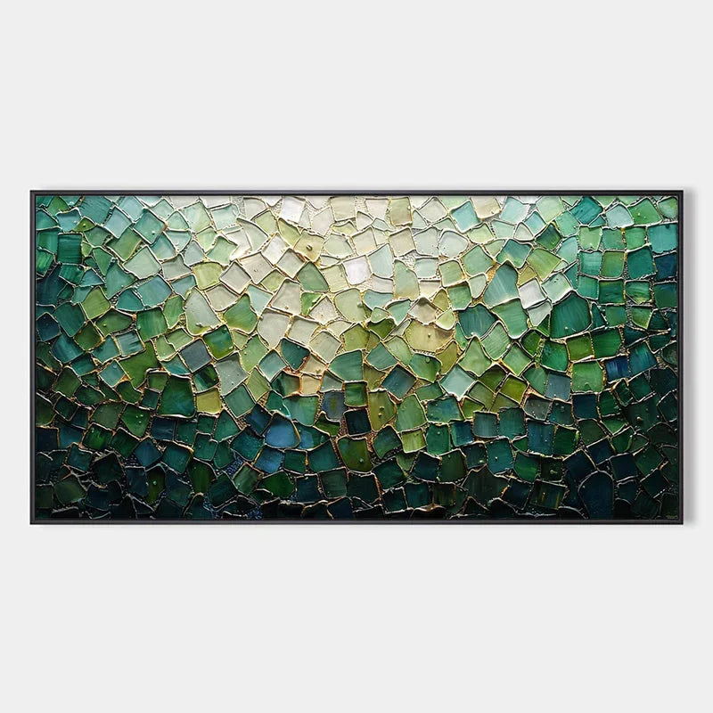Multicolor Shattered Glass Mosaic Textured Abstract Oil Painting Wall Art - Artwallpainting