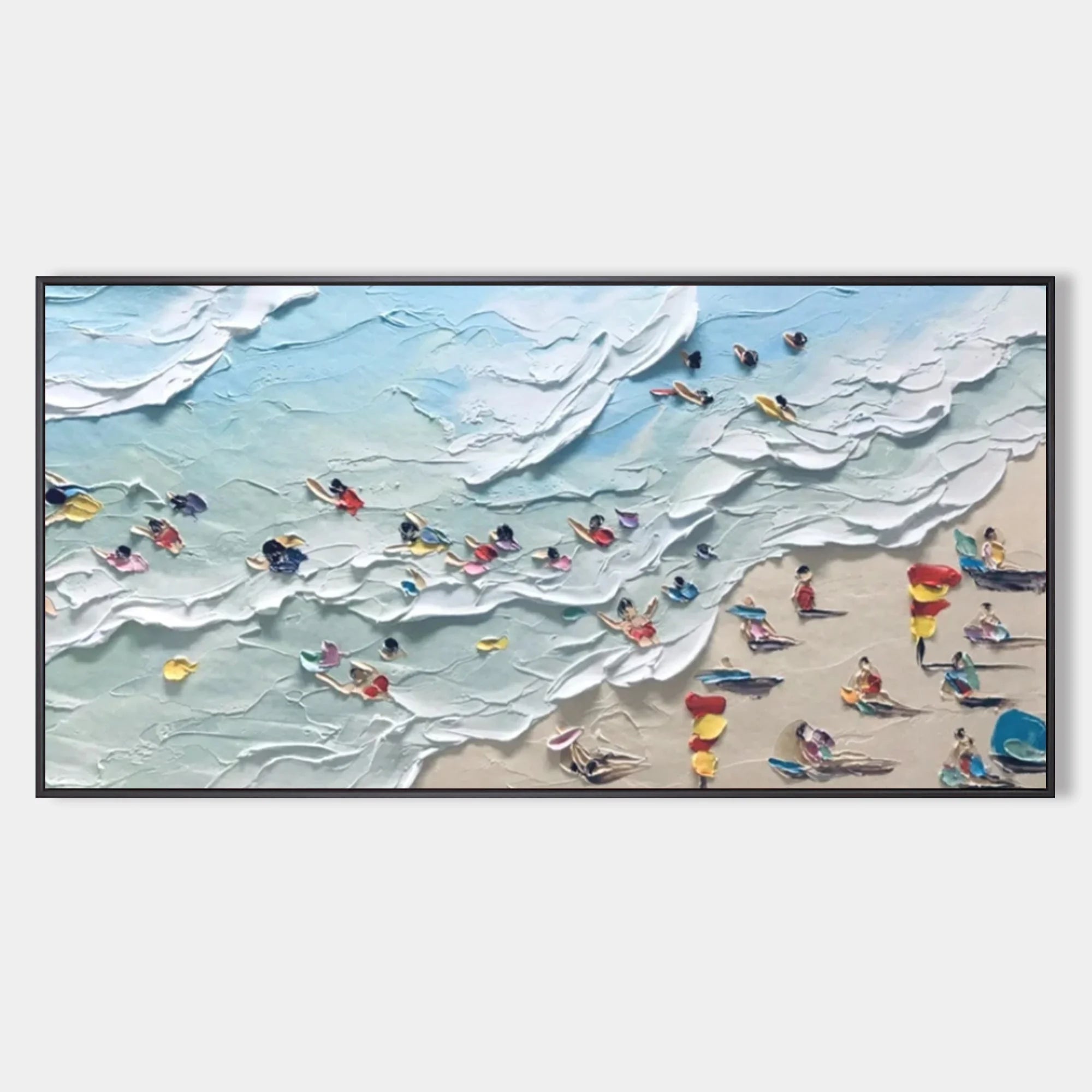 Multicolor Shoreline Bliss Textured Beach Day Art - Artwallpainting