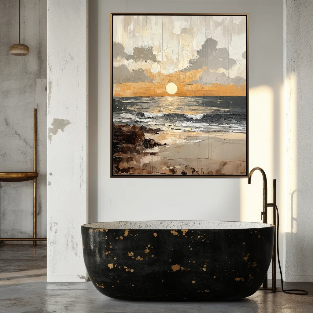Multicolor Shoreline Dusk - Hand-Painted Seascape Oil Painting - Artwallpainting