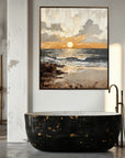 Multicolor Shoreline Dusk - Hand-Painted Seascape Oil Painting - Artwallpainting