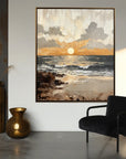 Multicolor Shoreline Dusk - Hand-Painted Seascape Oil Painting - Artwallpainting