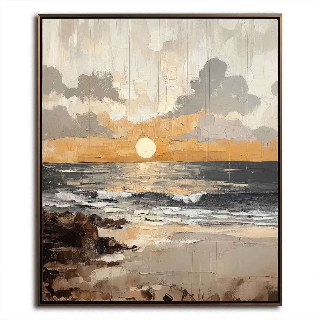 Multicolor Shoreline Dusk - Hand-Painted Seascape Oil Painting - Artwallpainting