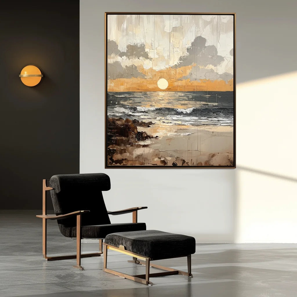 Multicolor Shoreline Dusk - Hand-Painted Seascape Oil Painting - Artwallpainting