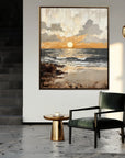 Multicolor Shoreline Dusk - Hand-Painted Seascape Oil Painting - Artwallpainting