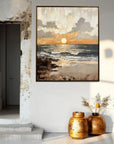 Multicolor Shoreline Dusk - Hand-Painted Seascape Oil Painting - Artwallpainting