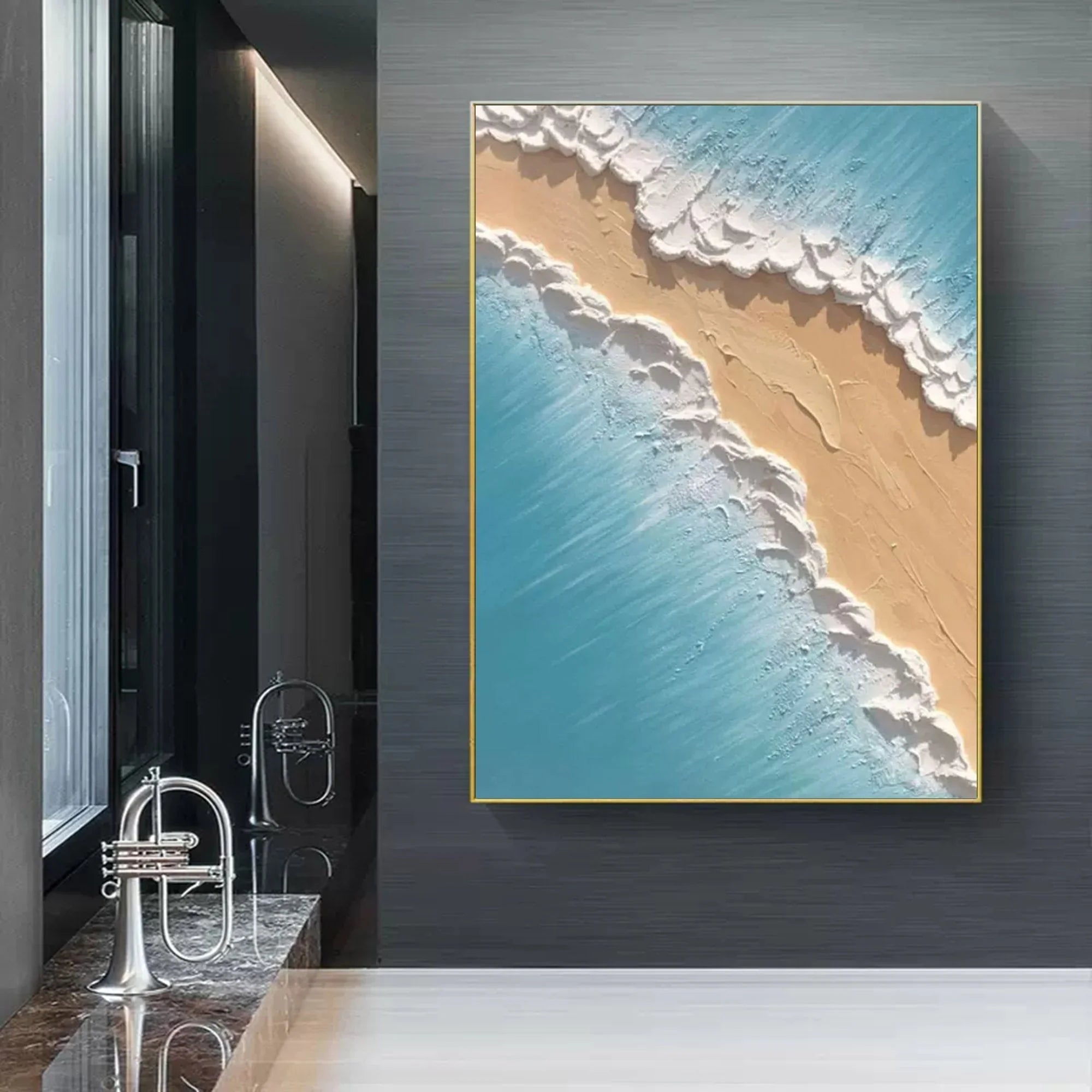 Multicolor Shoreline Serenity Canvas Painting For Home Decoration - Artwallpainting